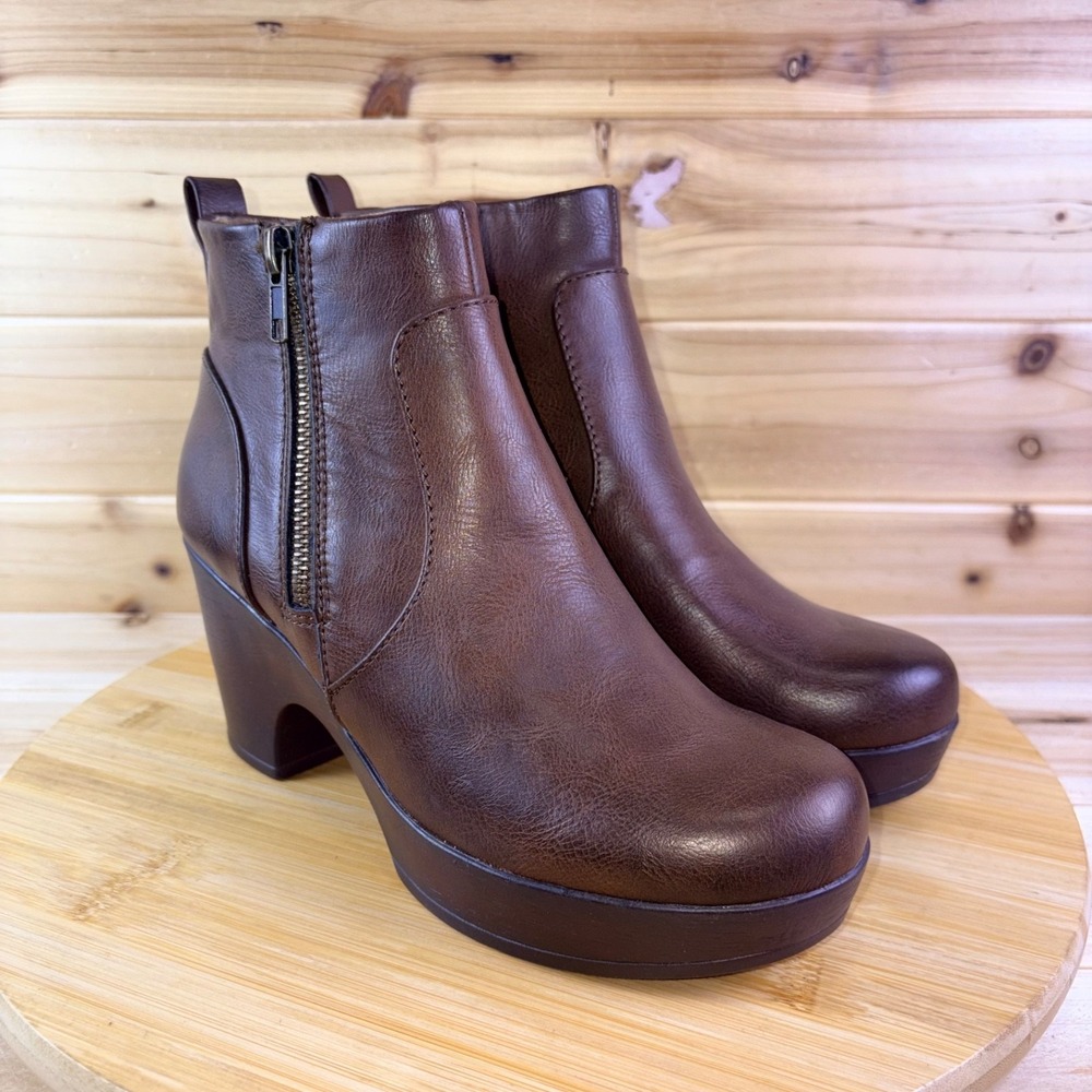B.O.C. Boots Womens 6 M Brown Blakelynn Side Zip Platform Ankle Booties